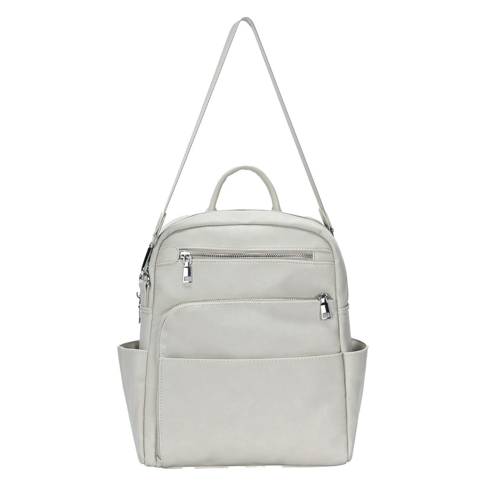 Antik Kraft Willa Vegan Leather Backpack Bone Convertible Backpack Purse -_-